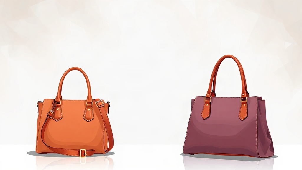 An orange handbag and a burgundy handbag sit side by side on a white surface.